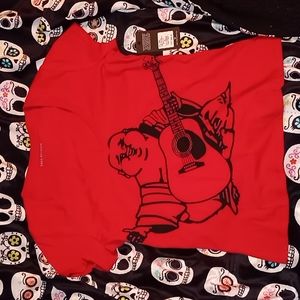 TRUE RELIGION RED TEE BUDDHA PLAYING GUITAR NWT SIZE XL